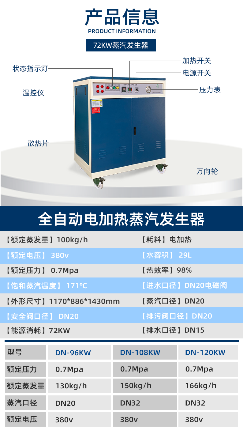 鑫达能72kw<a href='//m.lezeet.com/dianre' target='_blank'><u>电加热蒸汽发生器</u></a>参数